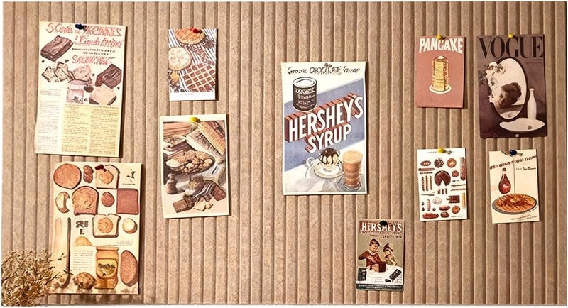 rokeblau 24x16 inches Large Bulletin Board, Decorative Felt Pin Board, 0.35“ Thick Foldable Photo Display Board with Self-Adhesive Tape, Vision Board for School Home Kitchen Office Walls - Dark Camel - Image 1